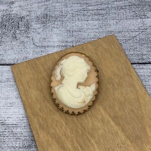 Vintage cameo scarf clip statement Victorian lady